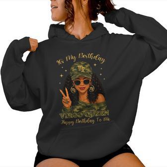 Virgo Queen Black Woman With Cap Camo It's My Birthday Party Women Hoodie | Seseable UK