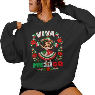 Viva Mexico Mexican Girl Flag Independence Day Women Hoodie - Thegiftio UK