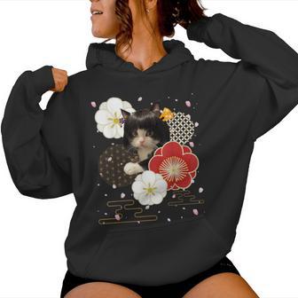 ボブキャット ウィッグ カツラ おかっぱ 猫 日本 和風 美しい 花 猫ミーム レディースパーカー - Kawaiitshirt