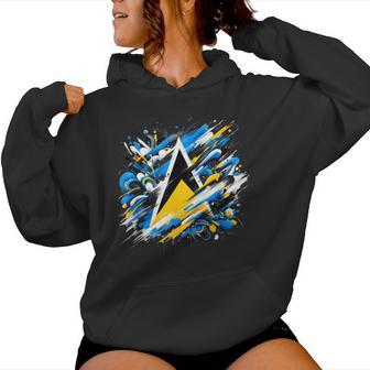 男性と女性の愛国心が強いセントルシア国旗の服セントルシア レディースパーカー - Kawaiitshirt