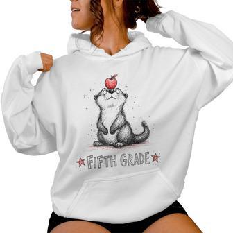 5Th Grade Level Team First Day Back To School Otter Apple Women Hoodie - Thegiftio UK