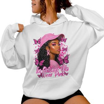 Afro Black African American Breast Cancer Pink Ribbon Women Hoodie - Thegiftio UK