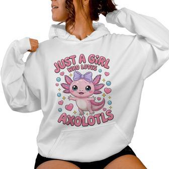 Axolotl Kawaii Coquette Bow Just A Girl Who Loves Axolotls Women Hoodie - Thegiftio UK