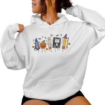 Back To School Halloween Teacher Spooky School Supplies Women Hoodie - Thegiftio UK