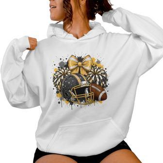 Black & Gold Game Day Team High School Football Cheer Mom Women Hoodie - Thegiftio UK
