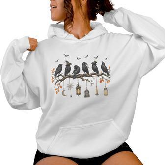 Black Crow Halloween Cute Spooky Season Fall Halloween Bird Women Hoodie - Thegiftio UK