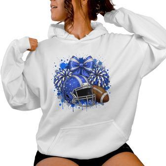 Blue & White Game Day Team High School Football Cheer Mom Women Hoodie - Thegiftio UK