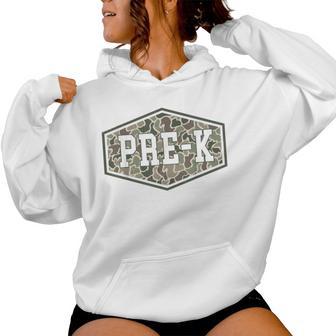 Camo Pre-K Teacher Preschool Back To School Boys Kids Women Hoodie - Thegiftio UK