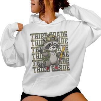 Camo Raccoon 3Rd Grade Teacher Boys Girls Third Grade Women Hoodie - Thegiftio UK