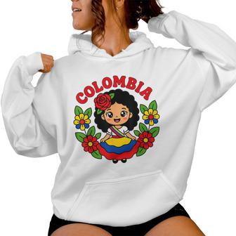 Colombian Girl Flag Kids Hispanic Heritage Month Colombia Women Hoodie - Thegiftio UK
