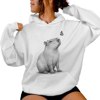 Cute Capybara With Butterfly Girls Kids Women Hoodie - Thegiftio UK