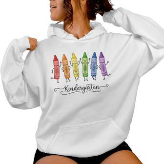 Cute Dancing Rainbow Crayons Back To School Kindergarten Women Hoodie - Thegiftio UK