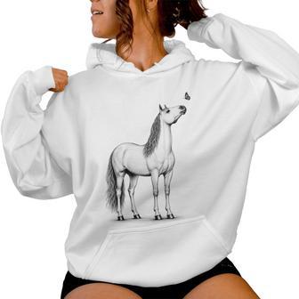 Cute Horse With Butterfly Girls Kids Women Hoodie - Thegiftio UK