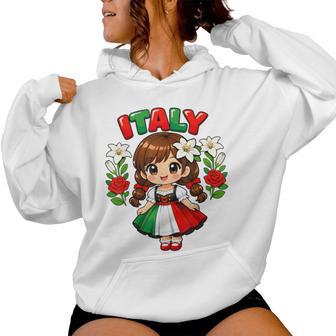 Cute Italy Girl Traditional Dress With Flowers For Kids Women Hoodie - Thegiftio UK