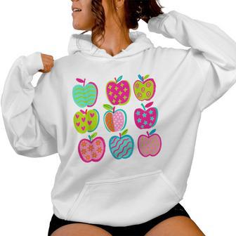 Cute Patchwork Preppy Apples Back To School Teacher Student Women Hoodie | Seseable UK
