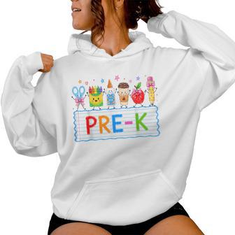 Cute Pre-K Back To School Supplies Kids Teacher Prek Women Hoodie - Thegiftio UK