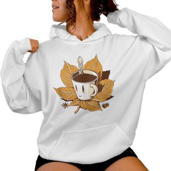 De Café Retro Para Hombre Y Diseño De Dibujos Animados In Mangas Sudadera con capucha para mujer - Regaloses