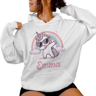 Emma Cadeau Prénom Personnalisé Fille Licorne Sweat à capuche femme - Cadeauxyz