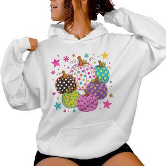 Fall Pumpkins Polka Dots Preppy Polka Dot Colorful Autumn Women Hoodie - Thegiftio UK
