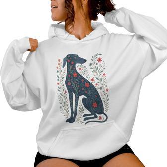 Floral Greyhound Dog Cute Pet Dog Lover Girls Kids Women Hoodie - Thegiftio UK