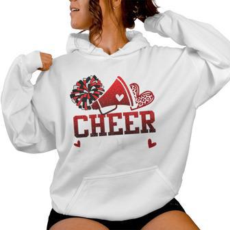 Football Cheer Mom Red Black Pom Leopard Cheerleader Women Hoodie - Thegiftio UK