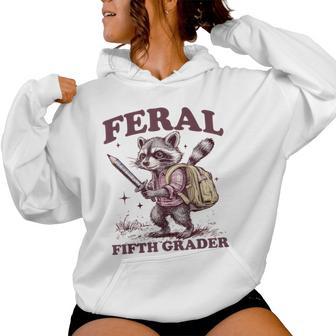 Back To School Raccoon Feral Fifth Grader 5Th Grade Women Hoodie - Thegiftio UK