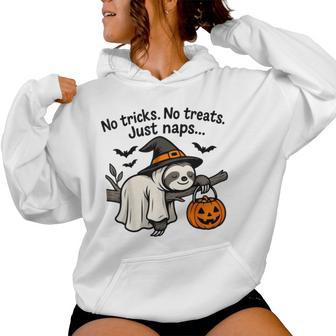 Halloween Sloth Sleeping No Trick Or Treat Just Nap Women Hoodie - Thegiftio UK