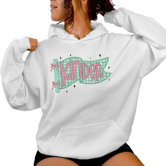 Kindergarten Teacher Pennant Flag Cute Back To School Women Hoodie - Thegiftio UK