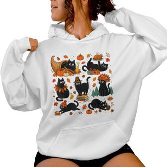 Thanksgiving Black Cat Autumn Cat Lover Fall Women Women Hoodie - Thegiftio UK