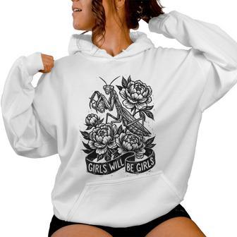 Girls Will Be Girls Praying Mantis Floral Grunge Women Hoodie - Thegiftio UK