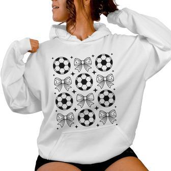 Groovy Soccer Girl Girls Coquette Bow Soccer Soccer Ball Women Hoodie - Thegiftio UK