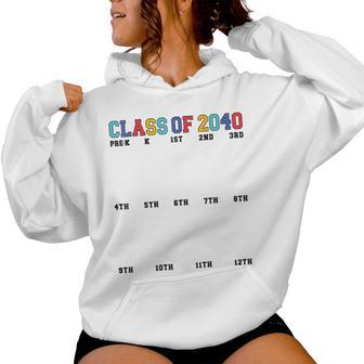 Grow With Me Class Of 2040 Handprint Prek 12Th Grade Pre K Women Hoodie - Thegiftio UK