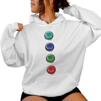 Halloween Colorful Buttons Costume Groovy Kids Cat Women Hoodie - Thegiftio UK