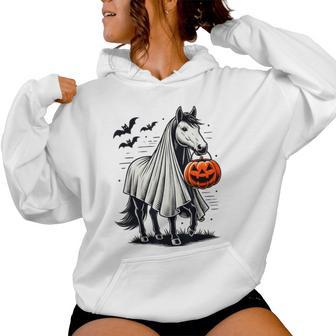 Halloween Horse With Pumpkin Ghost Costume Rider Riding Women Hoodie - Thegiftio UK