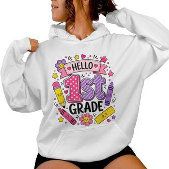 Hello 1St Grade Teacher Girl First Day Of Back To School Women Hoodie - Thegiftio UK