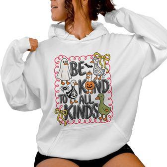 Be Kind To All Kinds Halloween Teacher Ghost Goose Women Women Hoodie - Thegiftio UK