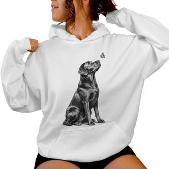 Labrador Retriever Dog With Butterfly Boys Black Lab Women Hoodie - Thegiftio UK