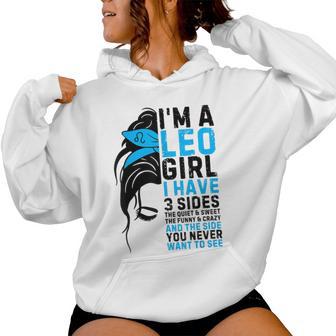 Leo Girl July August Birthday Leo Zodiac Sign Messy Bun Women Hoodie - Monsterry