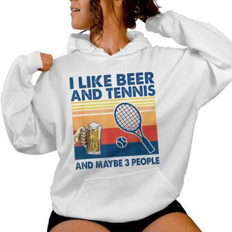 I Like Beer And Tennis Maybe 3 People ビンテージ レディースパーカー - Kawaiitshirt