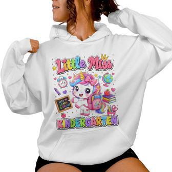 Little Miss Kindergarten Unicorn First Day Of School Girls Women Hoodie - Thegiftio UK