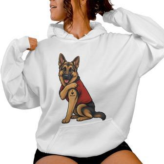 I Love Mom Tattoed Dog Mama German Shepherd Dog Owner Lover Women Hoodie - Thegiftio UK