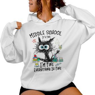 Middle School Teacher Student Back To School Cat Lover Women Hoodie - Thegiftio UK