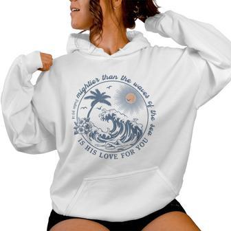 Mightier Than The Waves Christian Summer Beach Christian Women Hoodie - Thegiftio UK