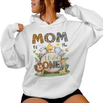 Mom Of The Wild One First Birthday Boy Jungle Safari Women Hoodie - Thegiftio UK