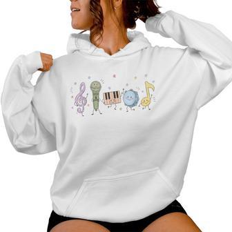 Music Teacher Doodle Elementary Choir Band Back To School Women Hoodie - Thegiftio UK