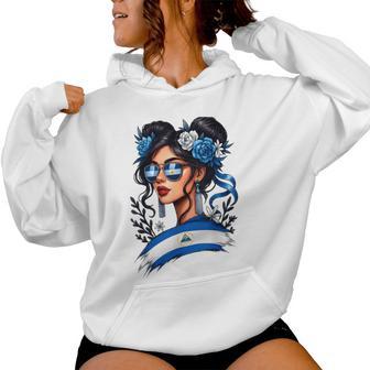 Nicaraguan Girl Messy Bun Hispanic Heritage Month Women Women Hoodie - Thegiftio UK