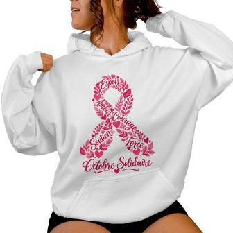 Octobreolidaire Espoir Courageoutien Force Ruban Sweat à capuche femme - Cadeauxyz