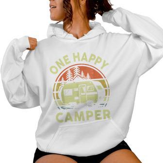 One Happy Camper Mom Dad Rv Camping Toddler Dada Retro Women Hoodie - Thegiftio UK