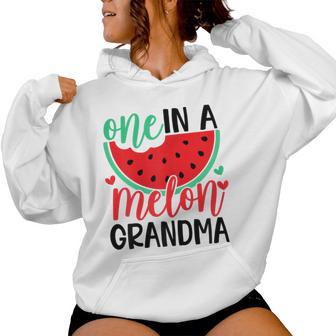 One In A Melon Grandma Watermelon Birthday Party Matching Women Hoodie - Thegiftio UK