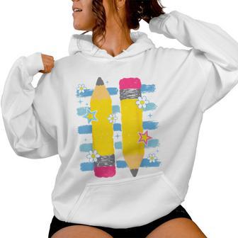 Pencil Stripes Back To School Fall Teacher Student Girls Women Hoodie - Thegiftio UK